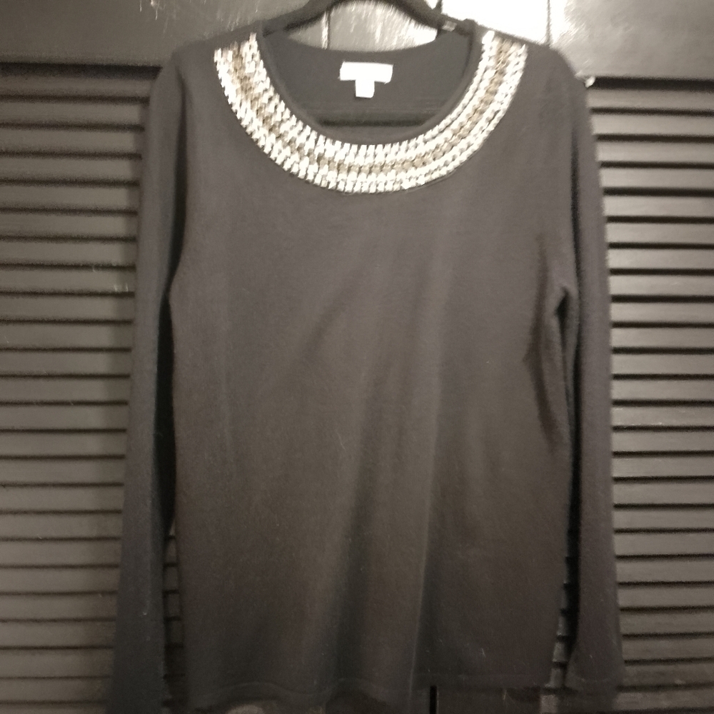 Elegant Black Beaded Women's Top